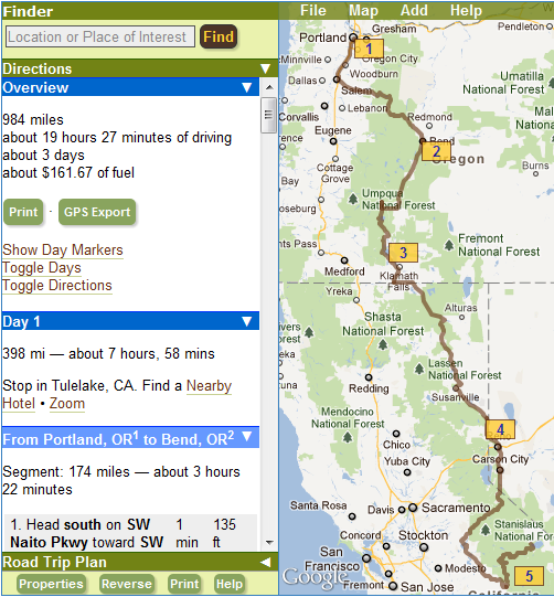 Map Out Driving Route Myscenicdrives.com's Road Trip Planner Documentation