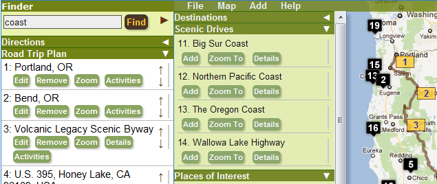 Quickly find new destinations using the myscenicdrives.com Road Trip Planner.